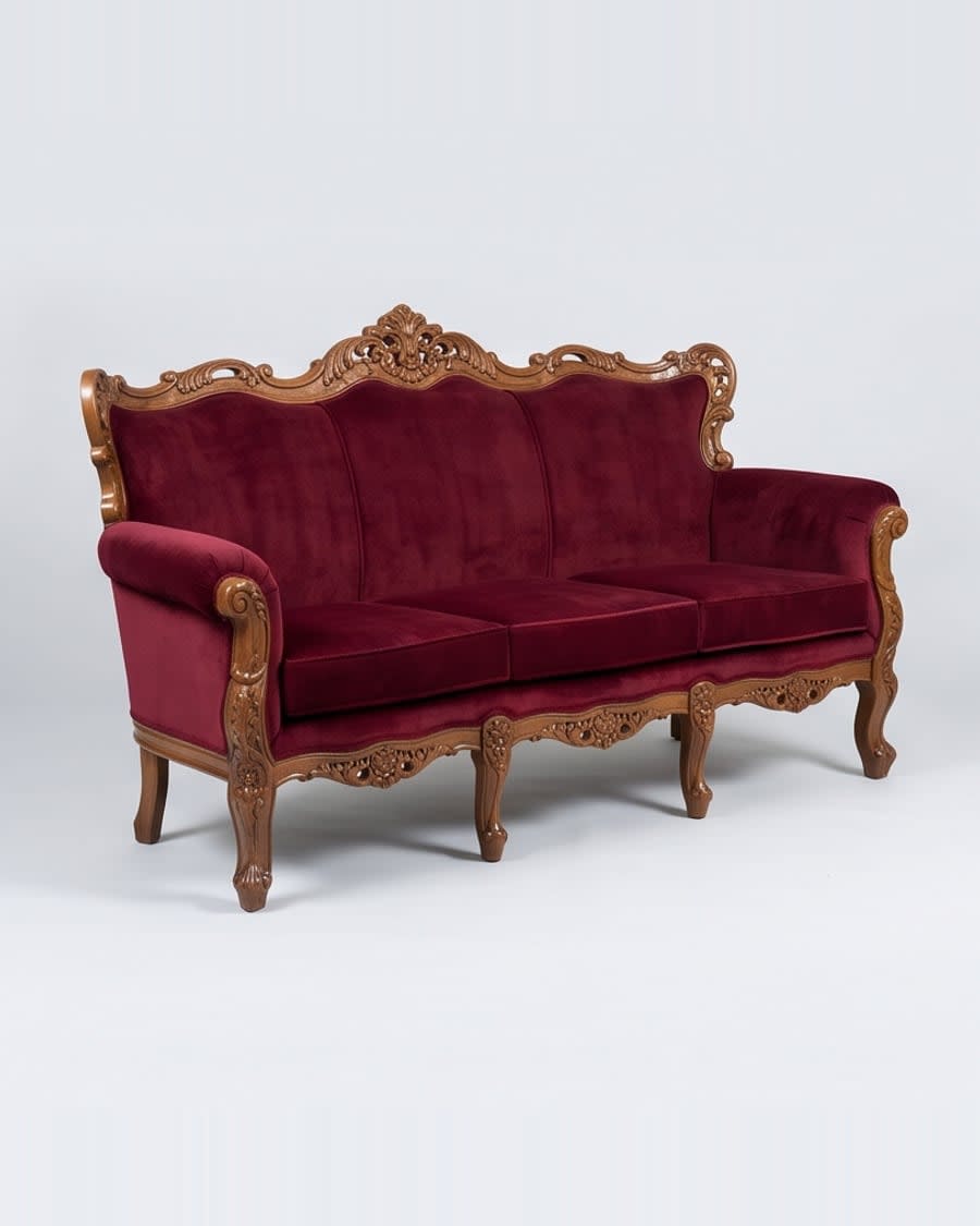 Carved Velvet Sofa