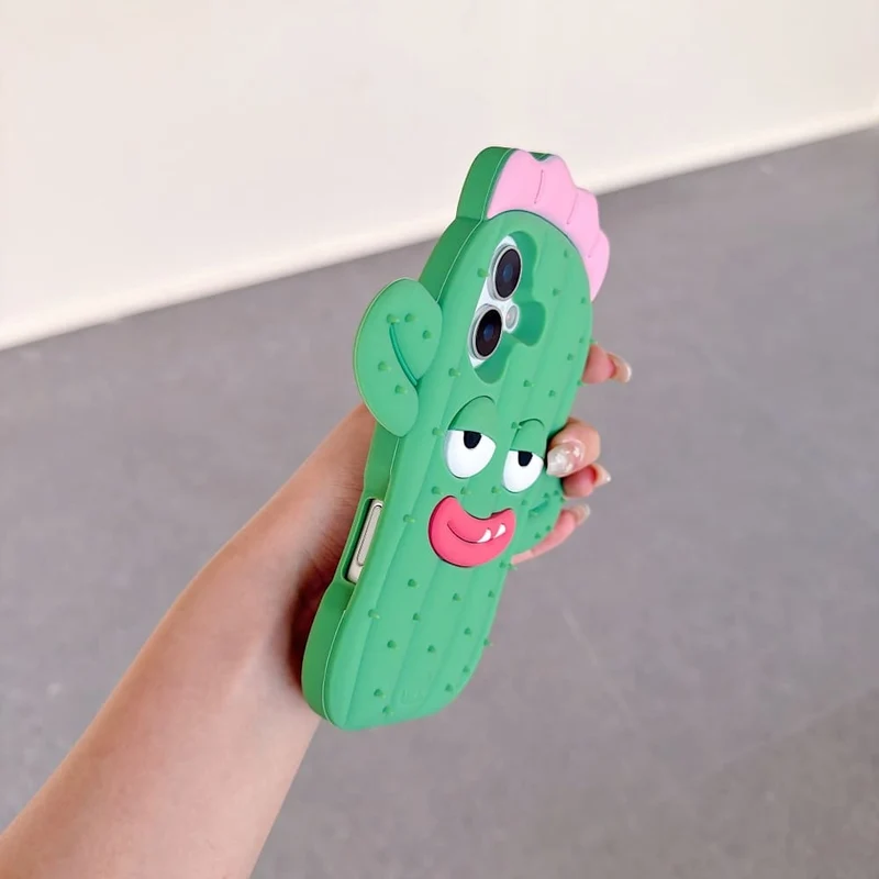 3D Cactus Silicone iPhone Case – Cute Cartoon Shockproof Cover - view 5