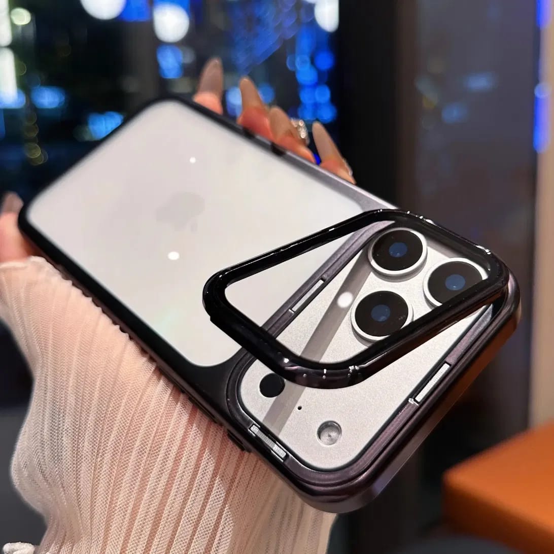 Invisible Lens Flip-Stand Case for iPhone 17 Pro Max - Clear Back, Electroplated Frame - view 4