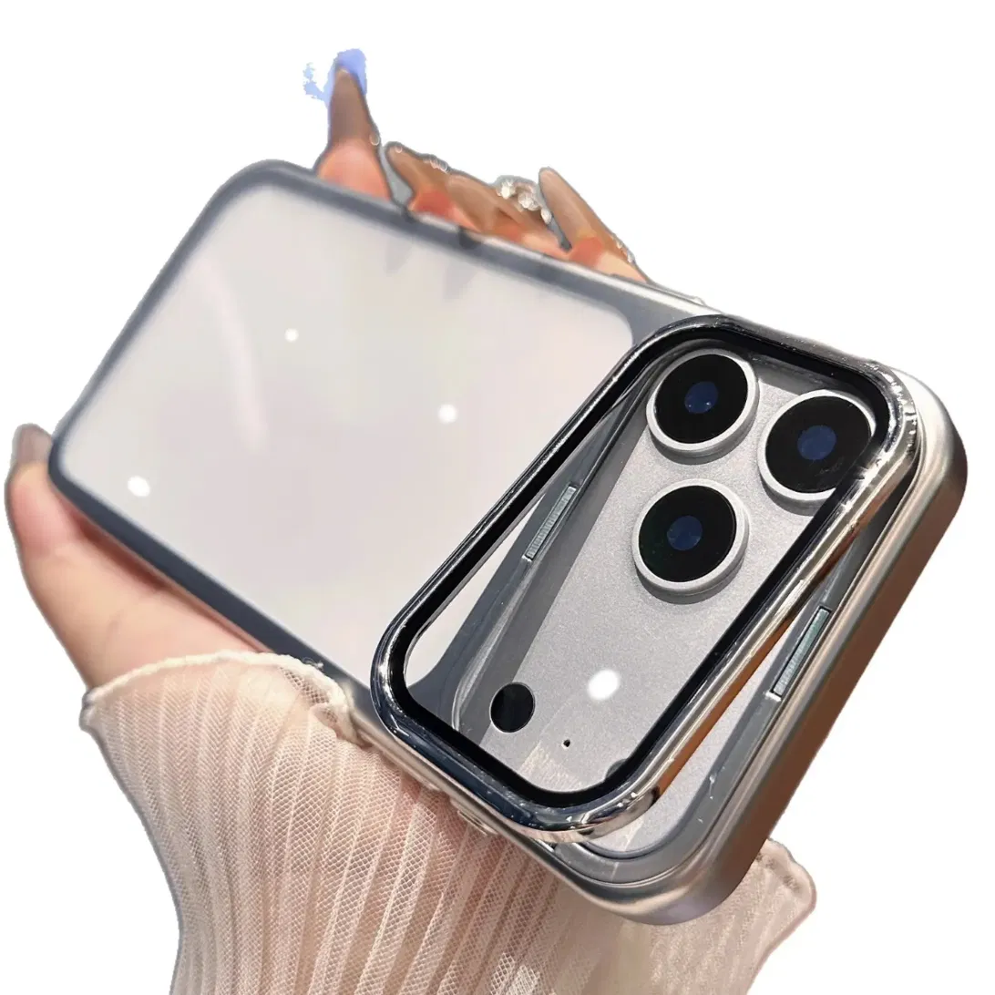 Invisible Lens Flip-Stand Case for iPhone 17 Pro Max - Clear Back, Electroplated Frame - view 2