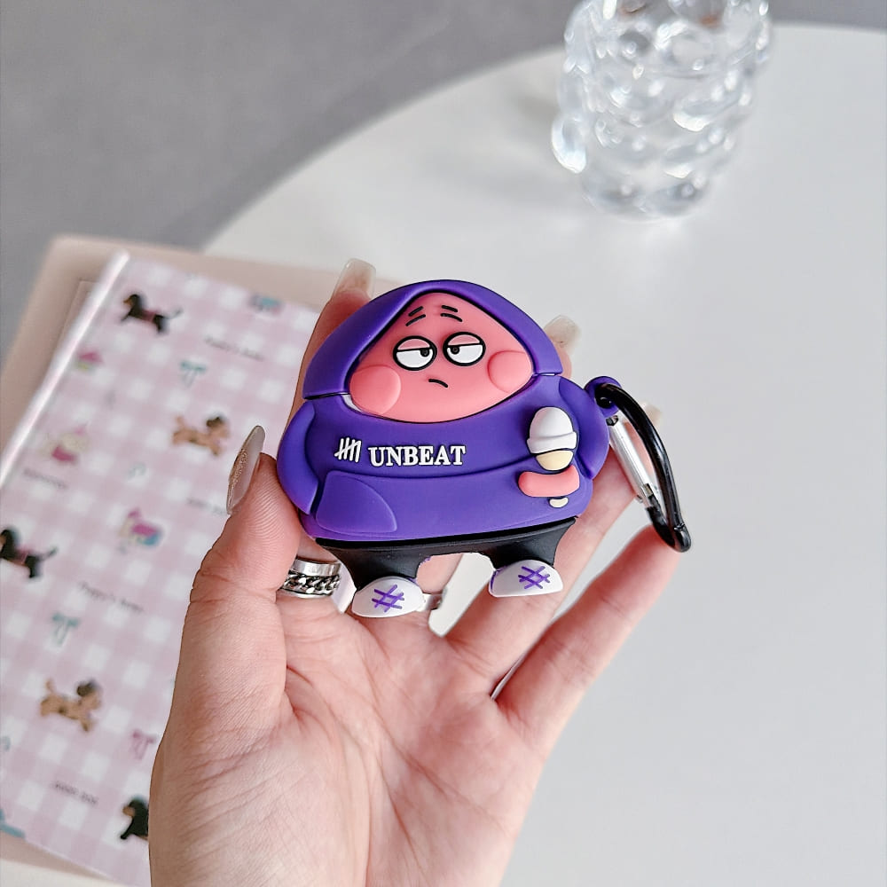 Purple Big-Head Cartoon 3D Silicone AirPods Pro Case