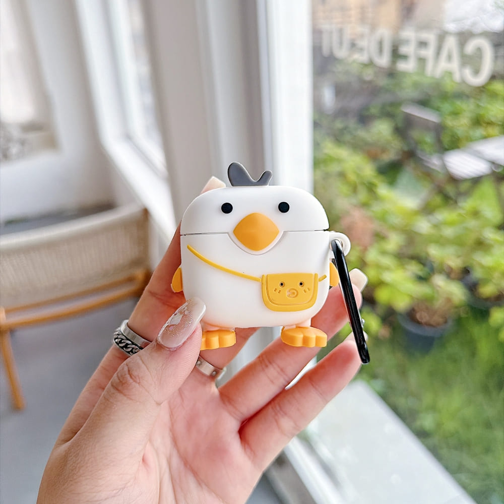 Cute White Duck 3D Silicone AirPods Pro Case – Kawaii Cover