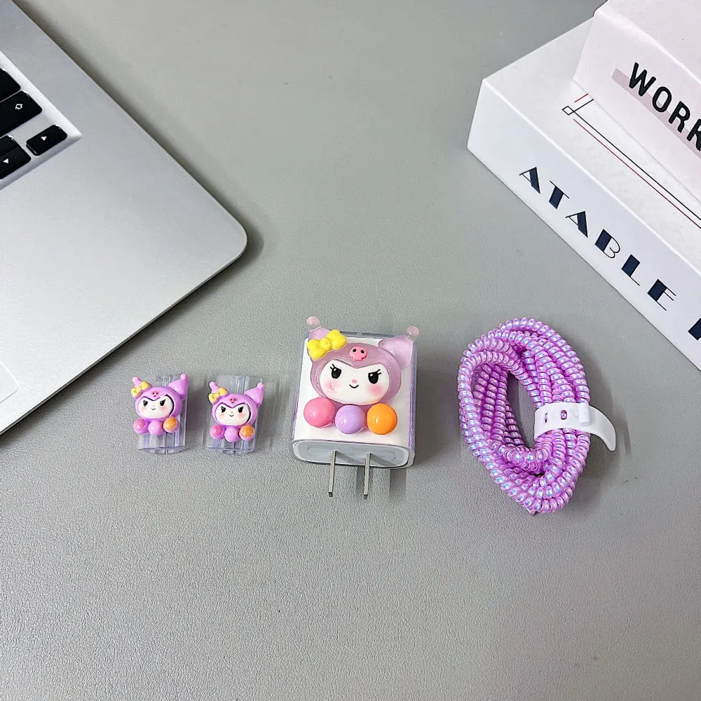 Purple Sweet Devil 20W Charger Protector Case with Cable Saver