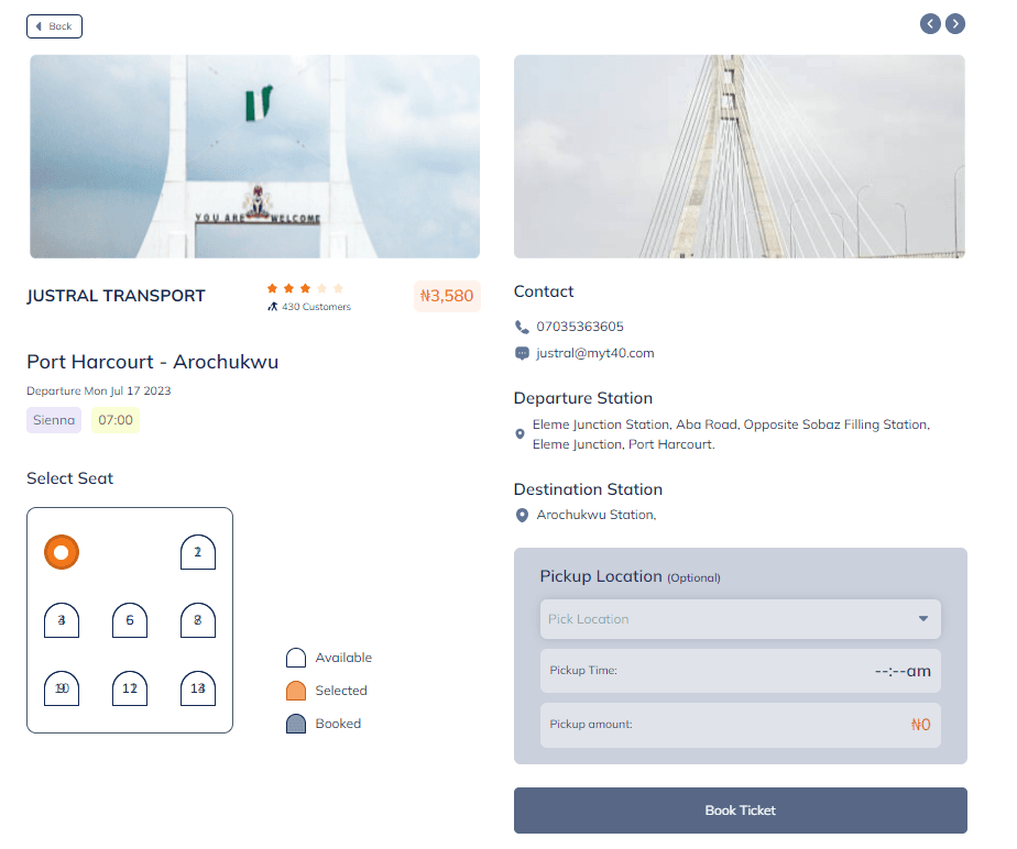 Booking page on intercity
