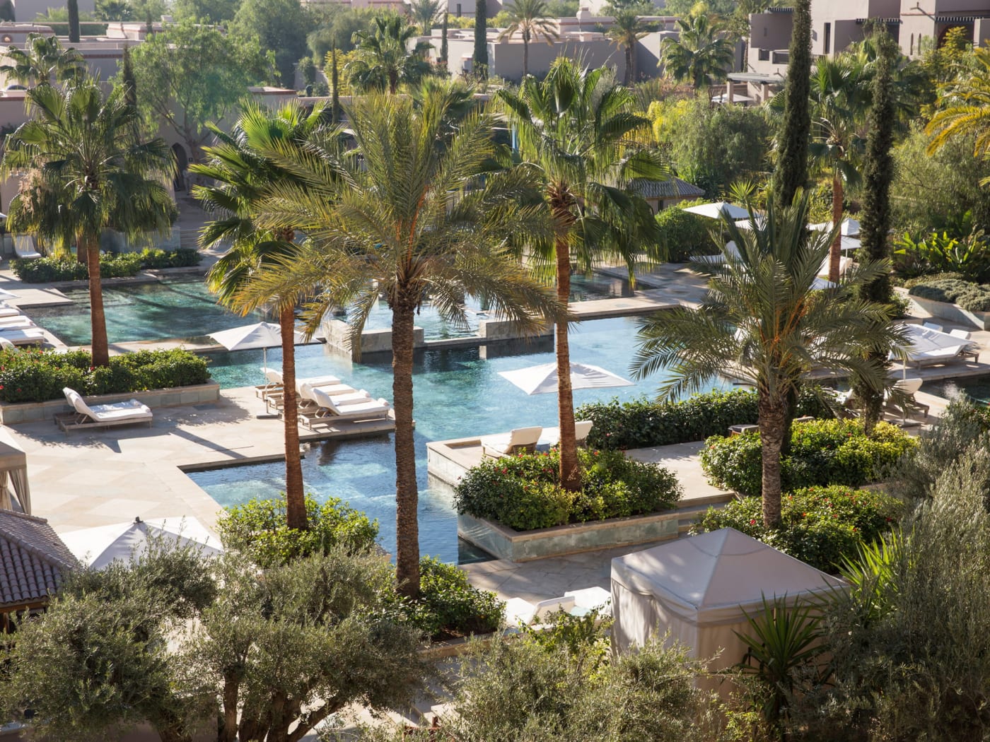 Aerial view of Four Seasons Resort Marrakech main pool