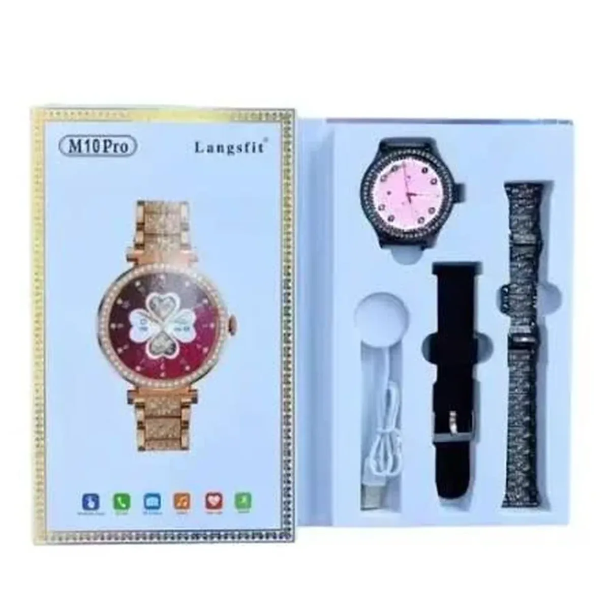 Langsfit M10 Pro Ladies Smartwatch – Metal + Silicone Straps