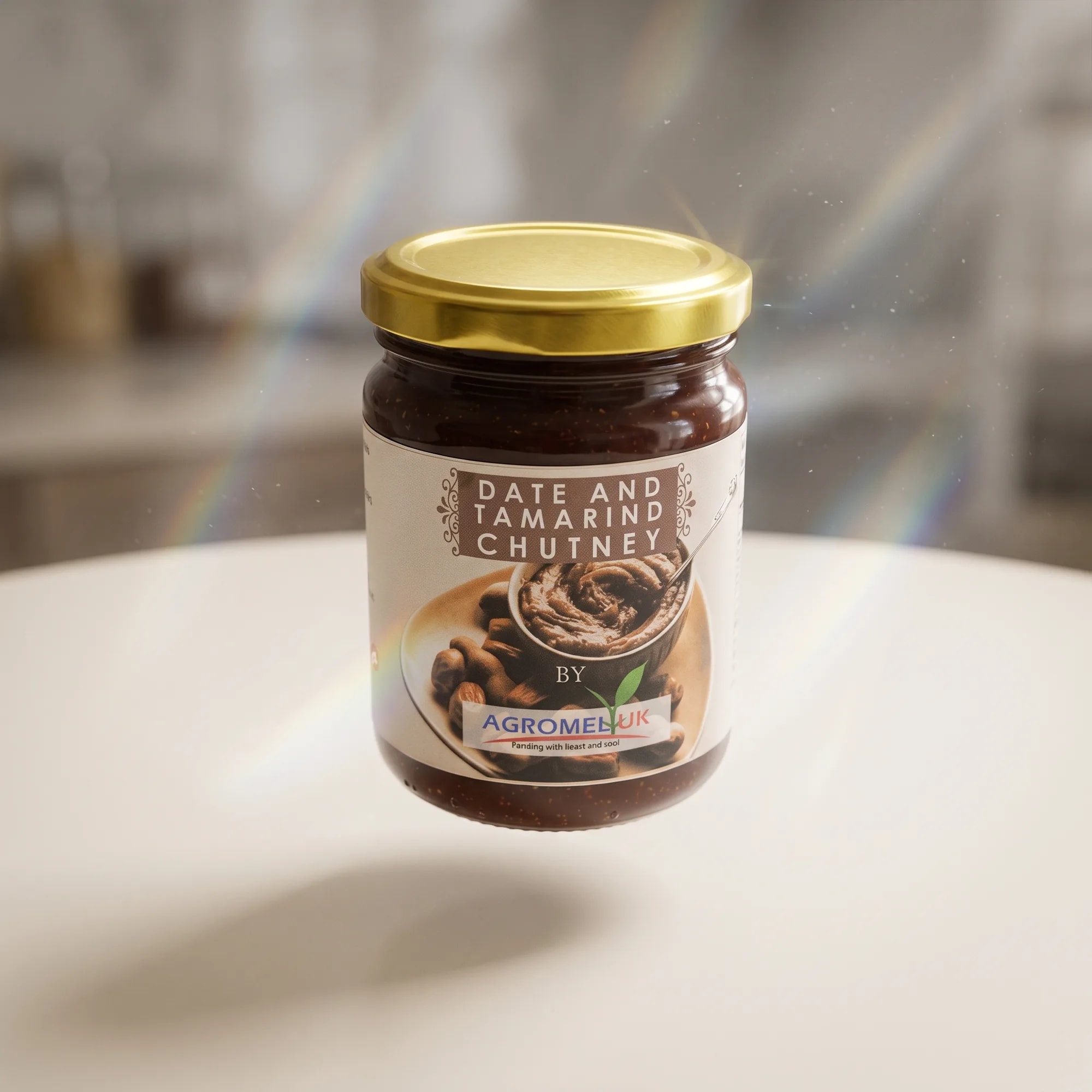 Date & Tamarind Chutney 275g jar in a styled lifestyle scene — made in Sri Lanka, from Agromel UK