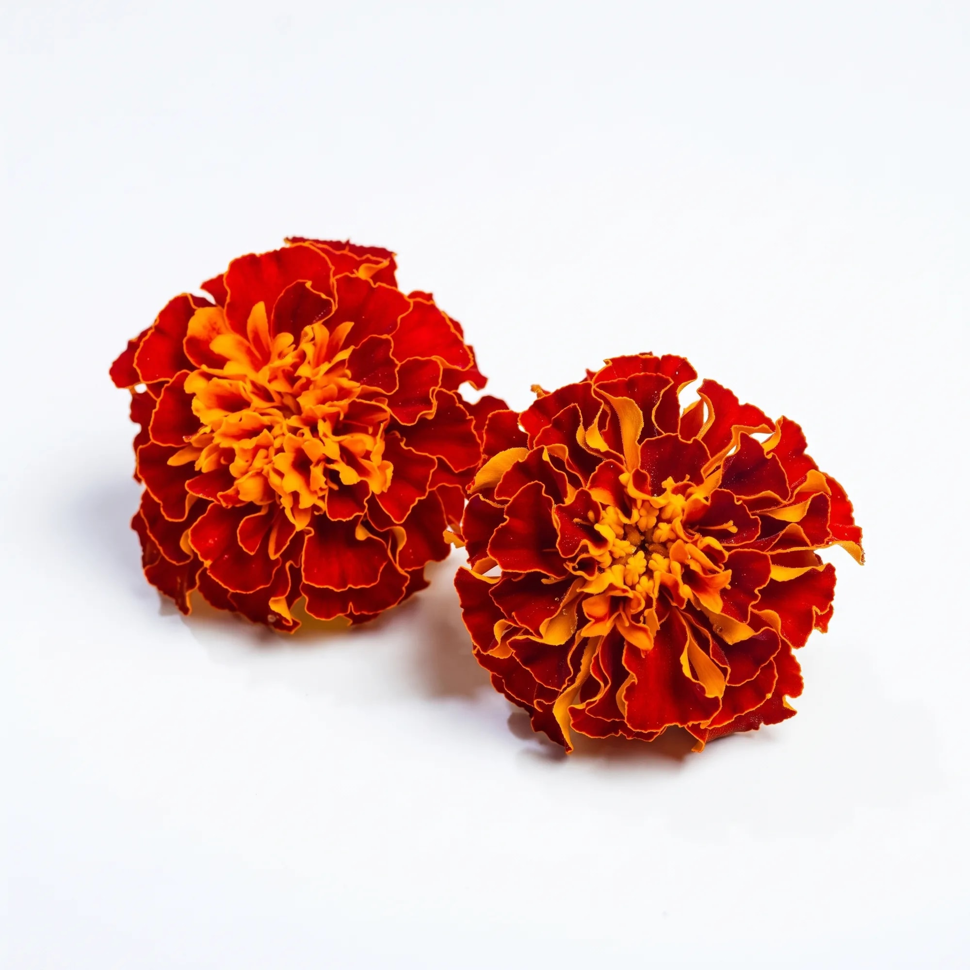 Dried Marigold Petals — two orange marigold flower heads (Tagetes erecta), from Agromel UK