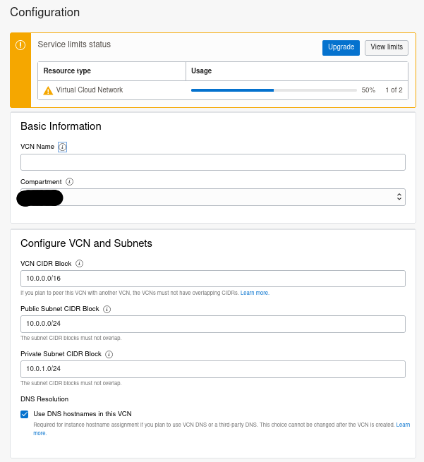 VCN Config