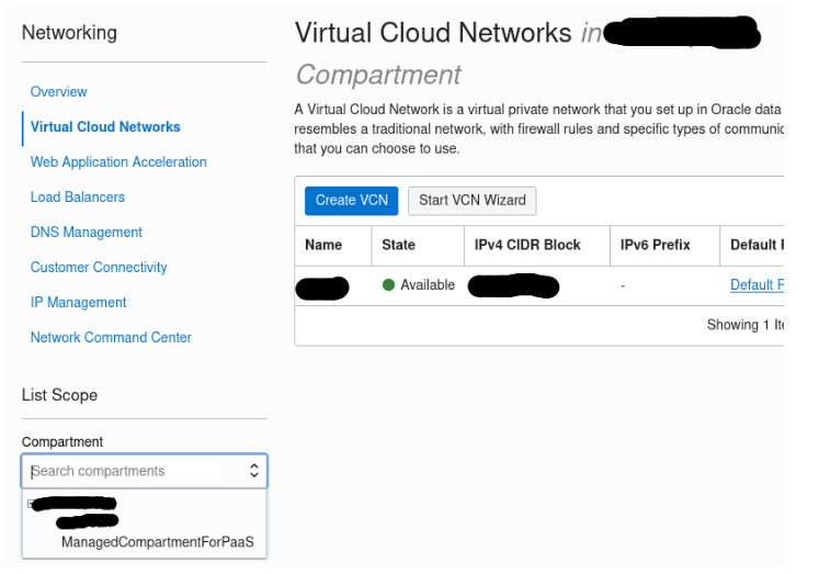 Start VCN Wizard