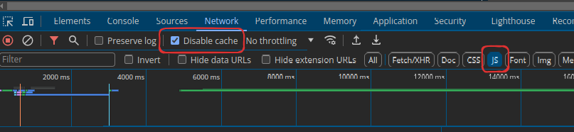 Disable Cache Dev Tools Network Tab