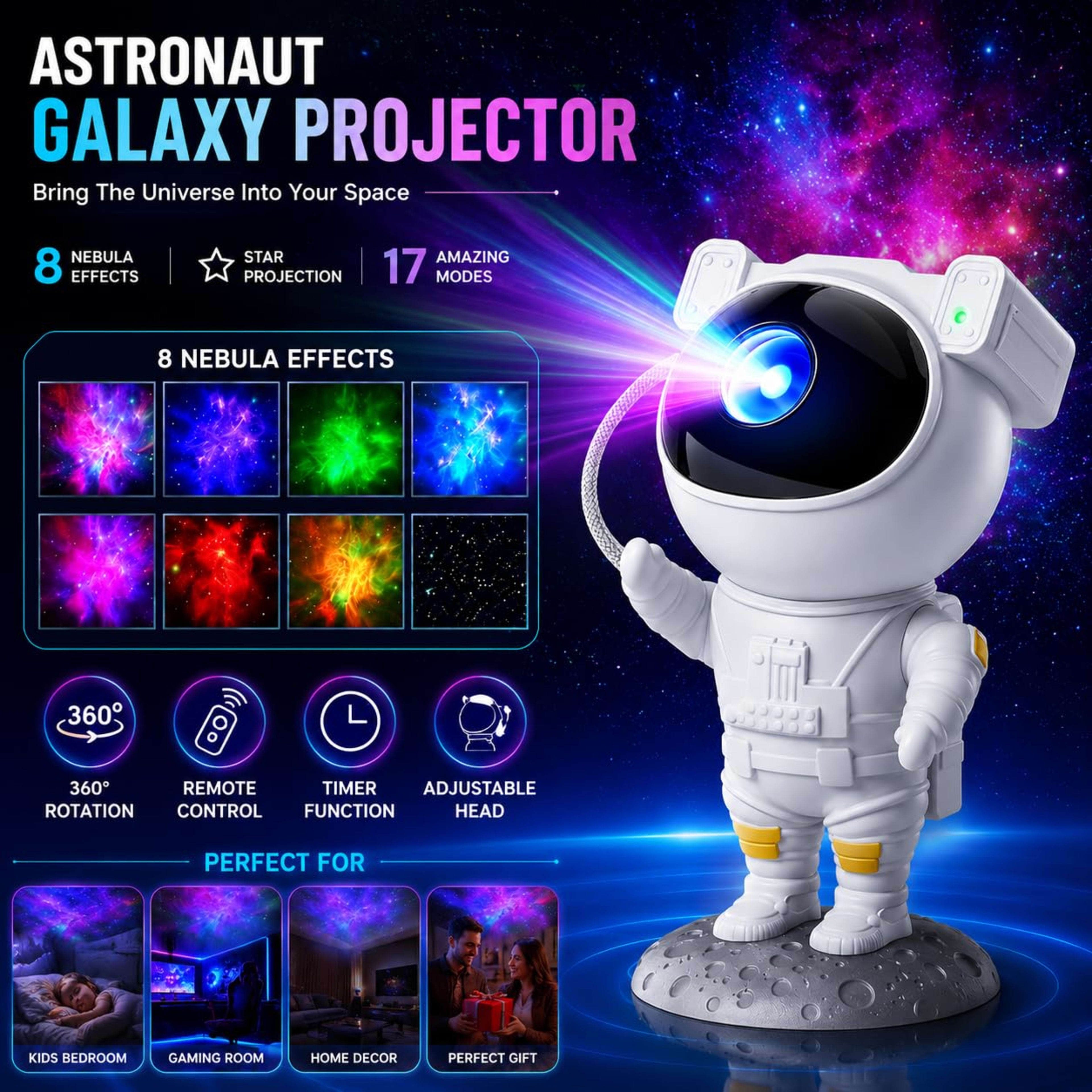 One94Store Space Projector Night Light Nebula Star Projector with Remote