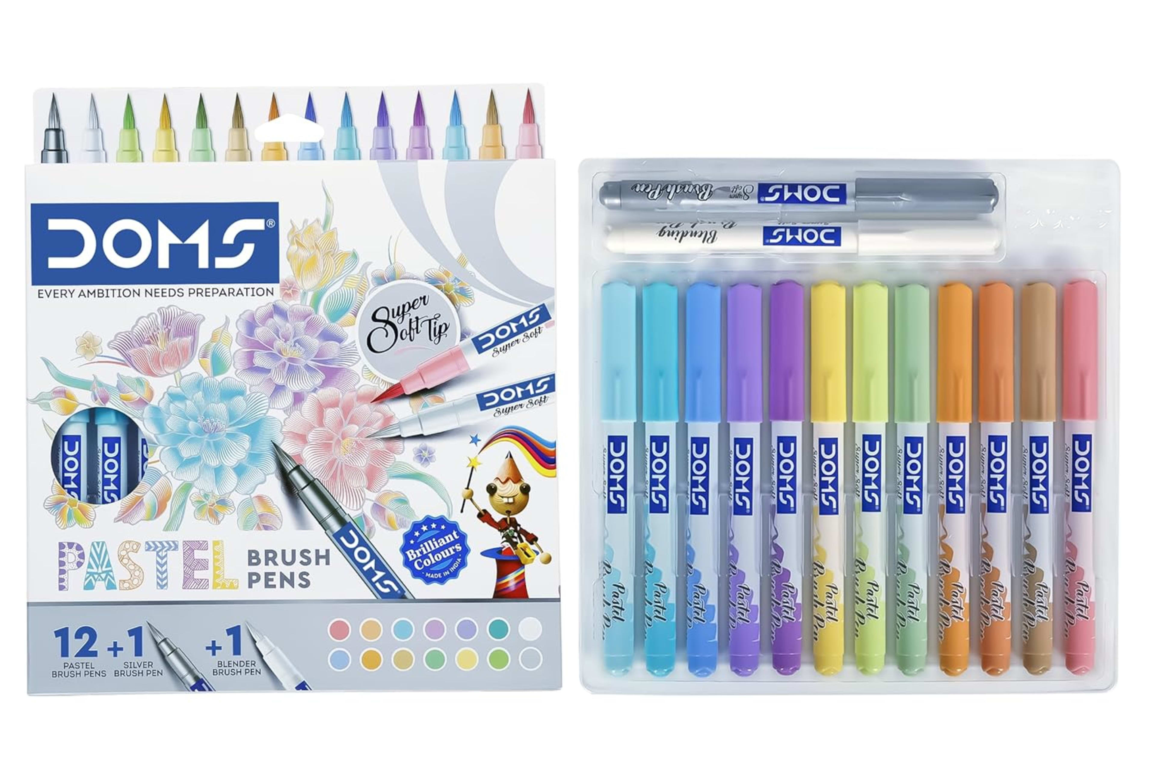 Doms Pastel Brush Pens 14 Shades Pack with Blender Pen