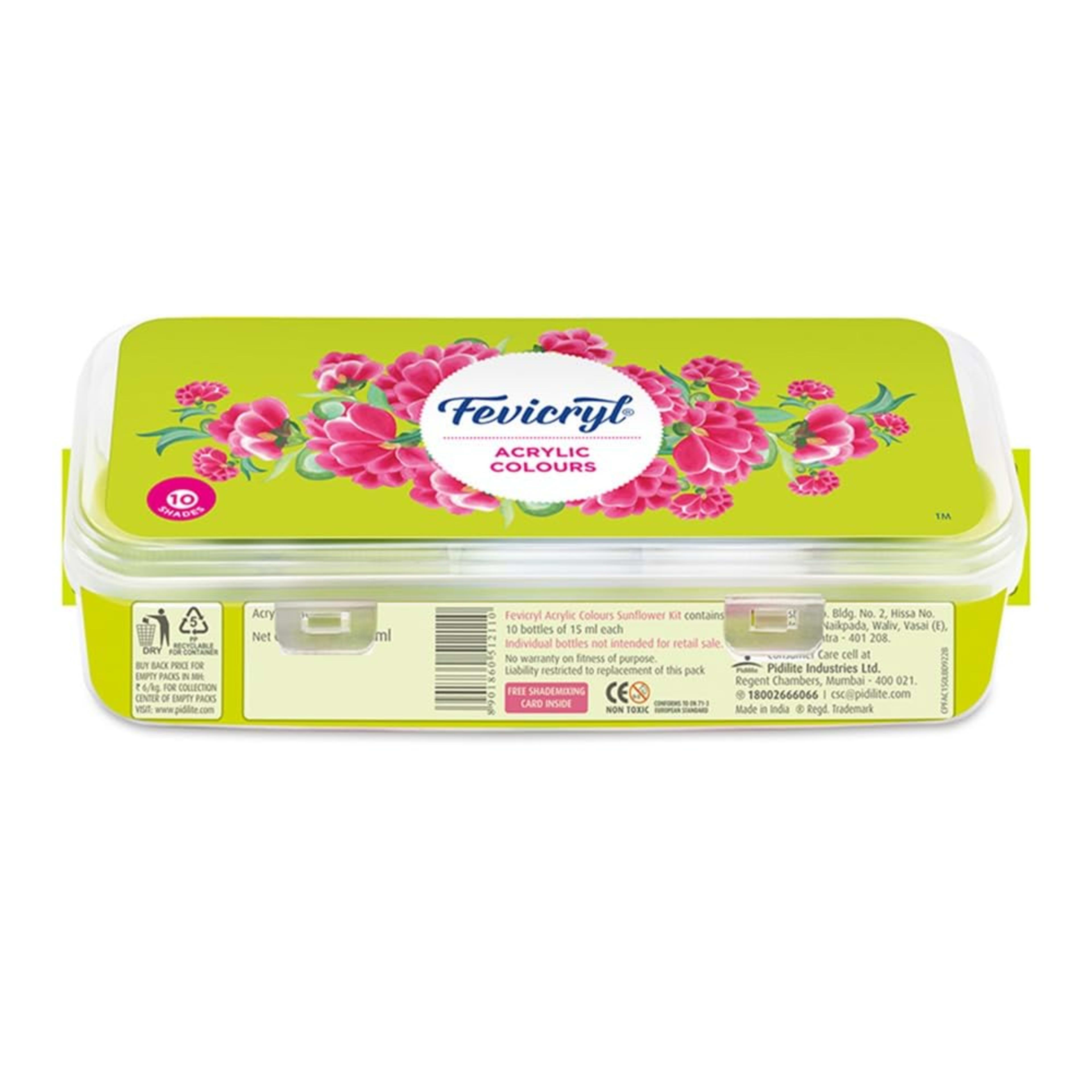 Fevicryl Acrylic Colours Sunflower Kit 10 Colours 15 ml each