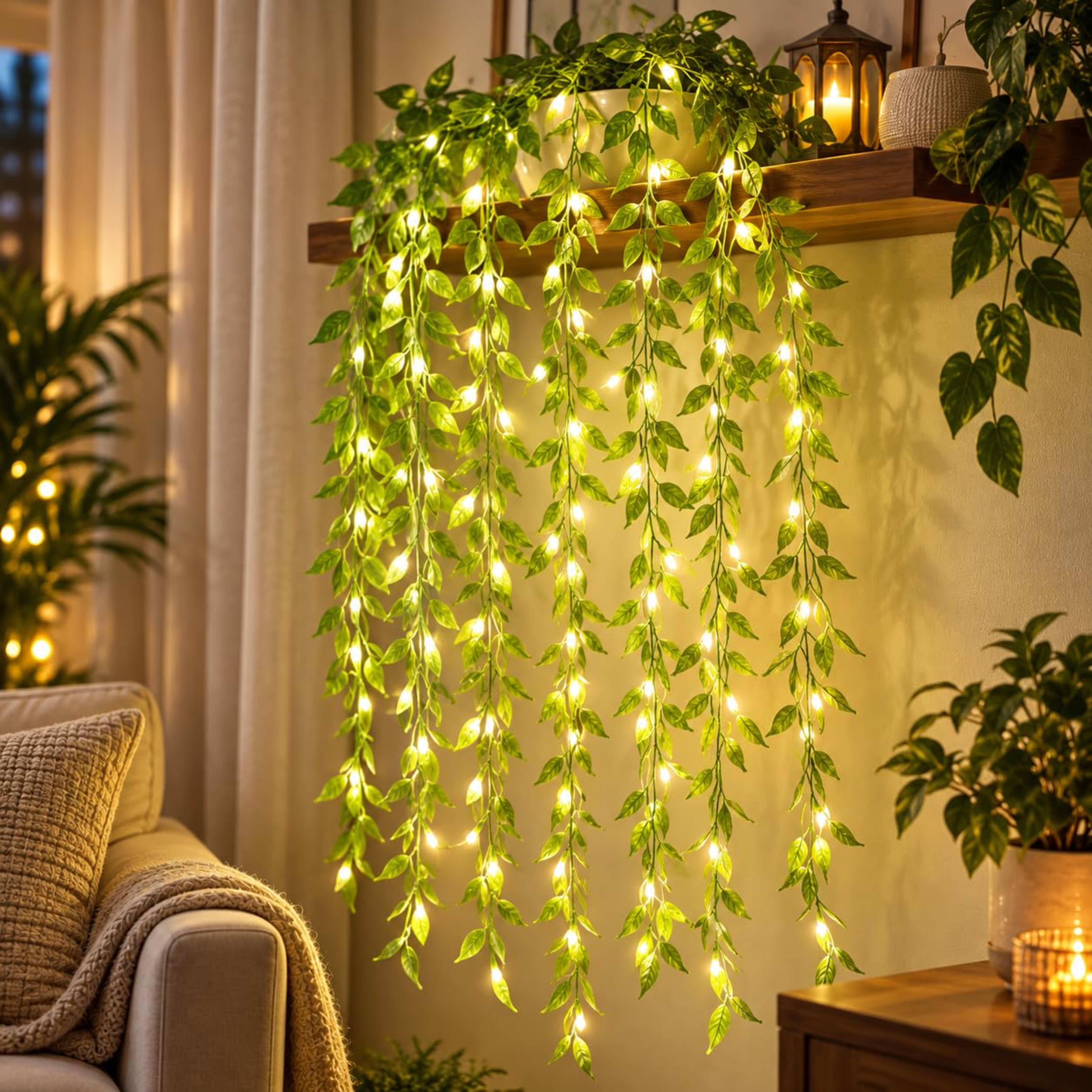 One94Store Artificial Leaf Curtain Lights 200 LED Warm White 3x1m with Remote