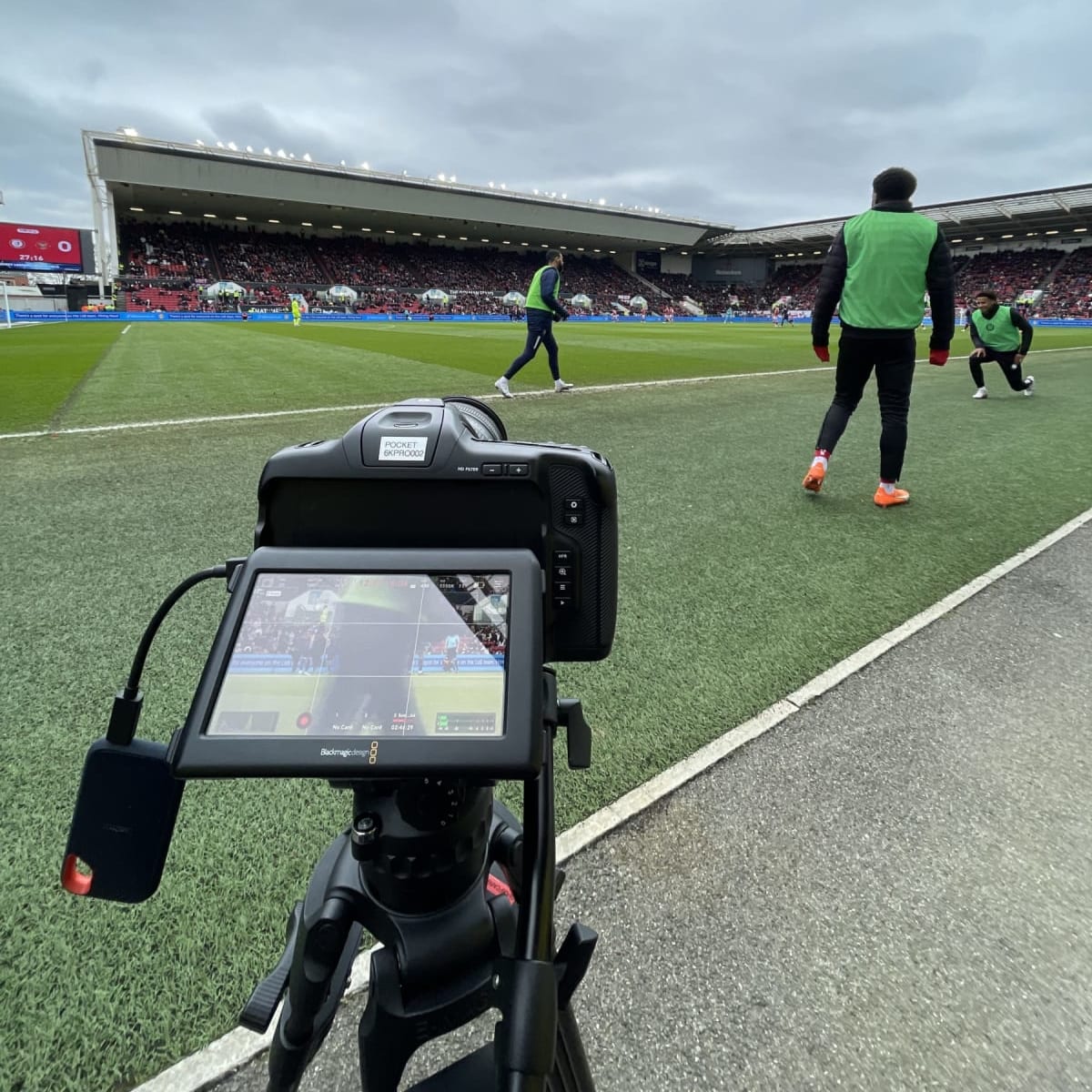 Blackmagic Pocket 6K Pro set up pitchside for Red Zone