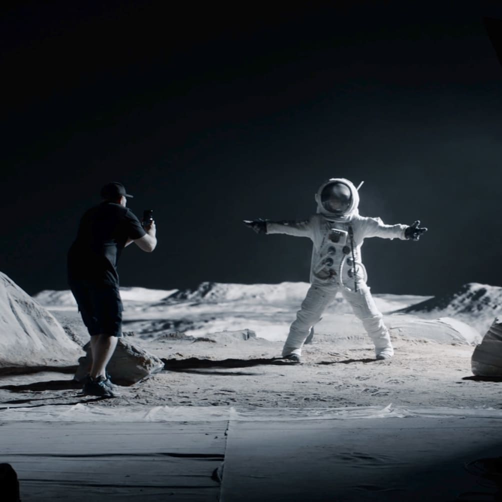Alan Stronaut working on his latest feature.