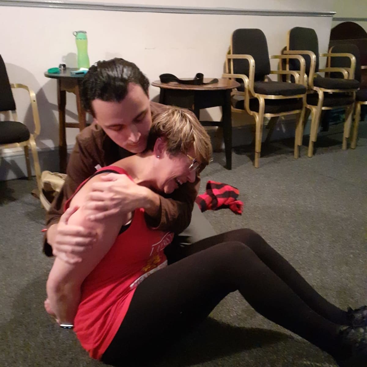 Callum Lloyd and Lisa Stapleton rehearsal