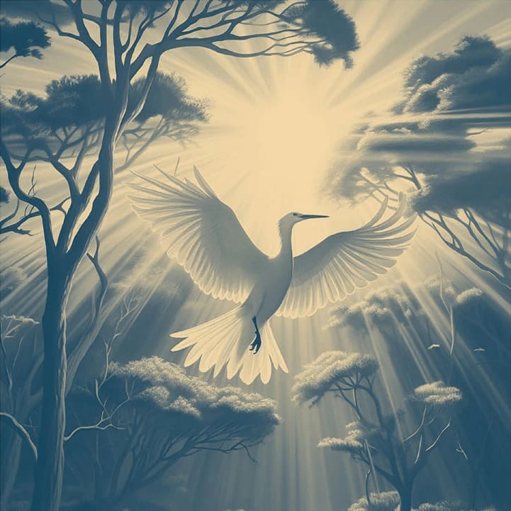 Egret from Taplash Illustruations © Johnny Bull