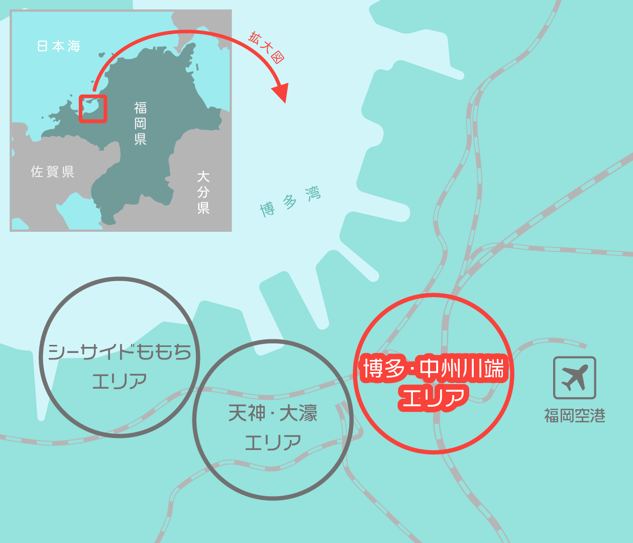 【博多・中州川端エリア】地図