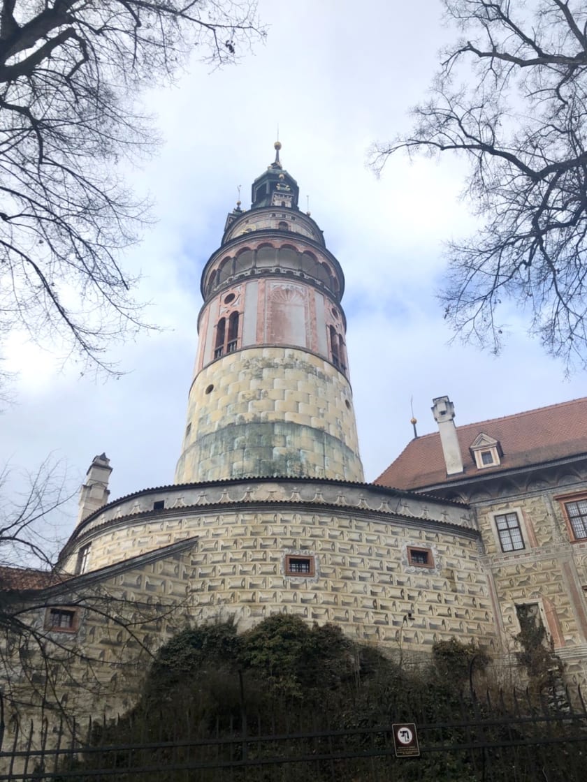 風景画水彩画チェスキー・クロムロフ(チェコ)の町並を望む