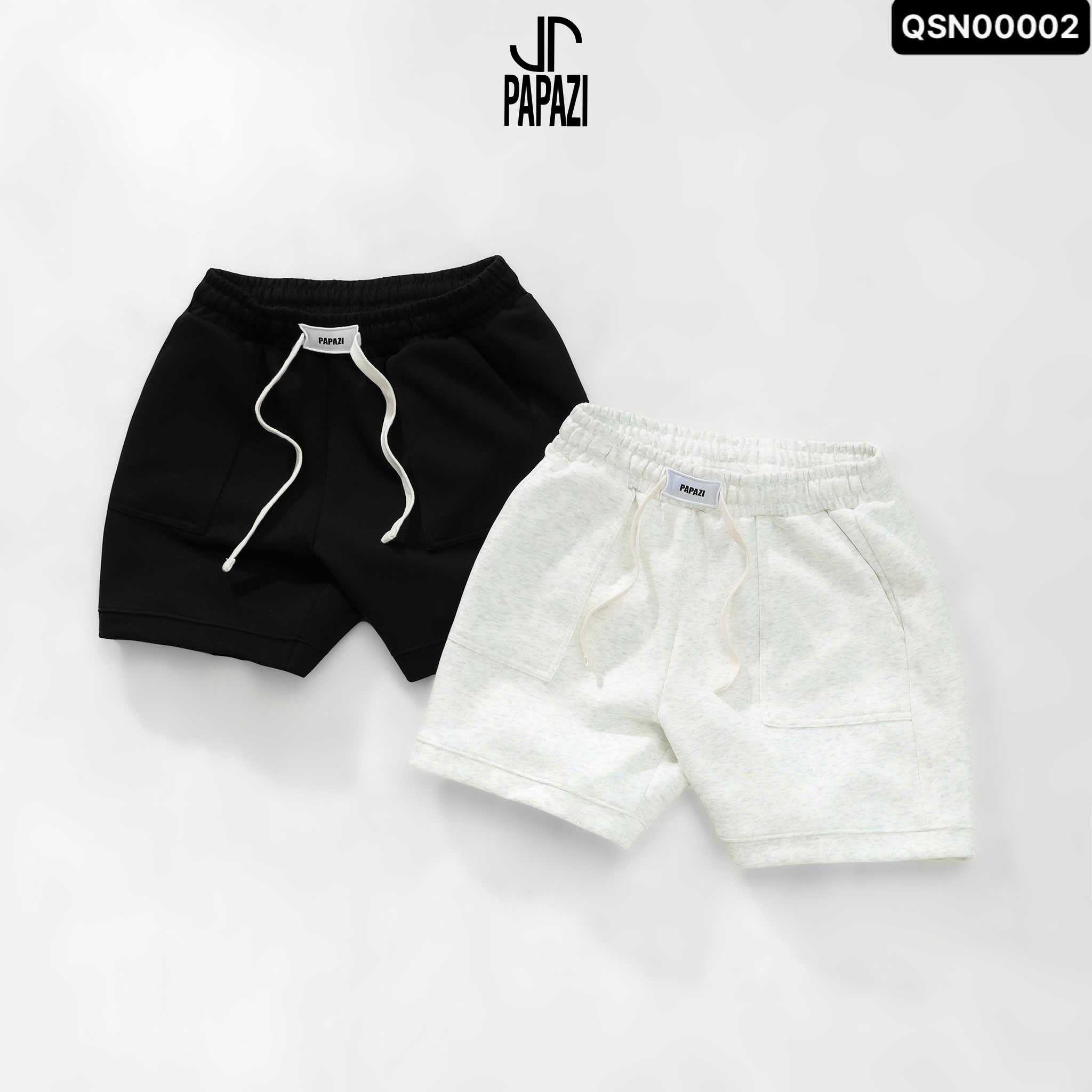 Quần short nỉ QSN00002 PAPAZI Unisex 2 Da 350gsm , chất mền mịn , co giãn thoải mái