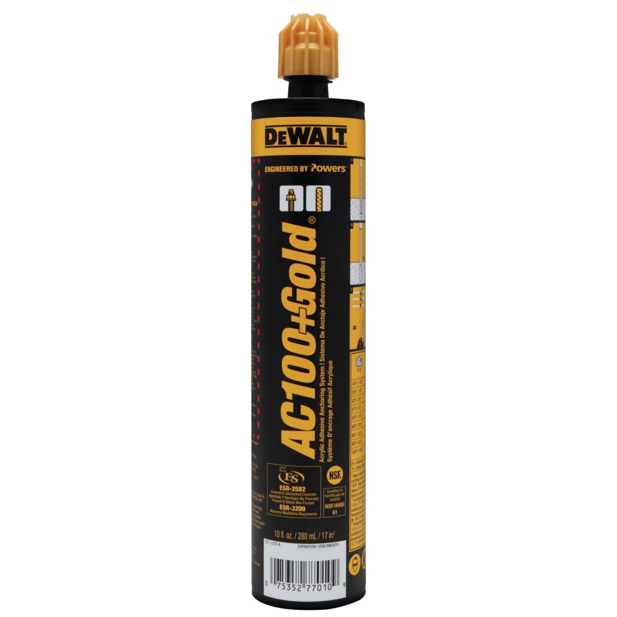 DeWalt 8478SD-PWR AC100+ Gold Acrylic Adhesive Anchor - 10 oz.