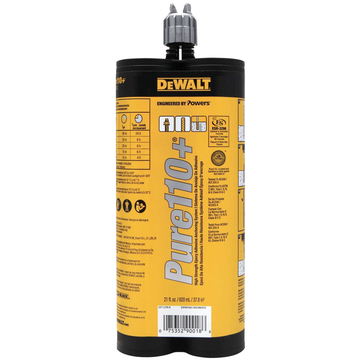 DeWalt 08321SD-PWR Pure110+ Adhesive Anchoring System 21 oz.