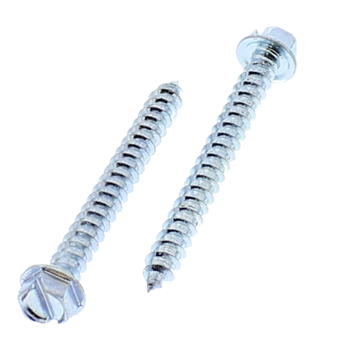 #12 x 1" Slotted Hex Washer Head Tapping Screws — Zinc, 100/PKG