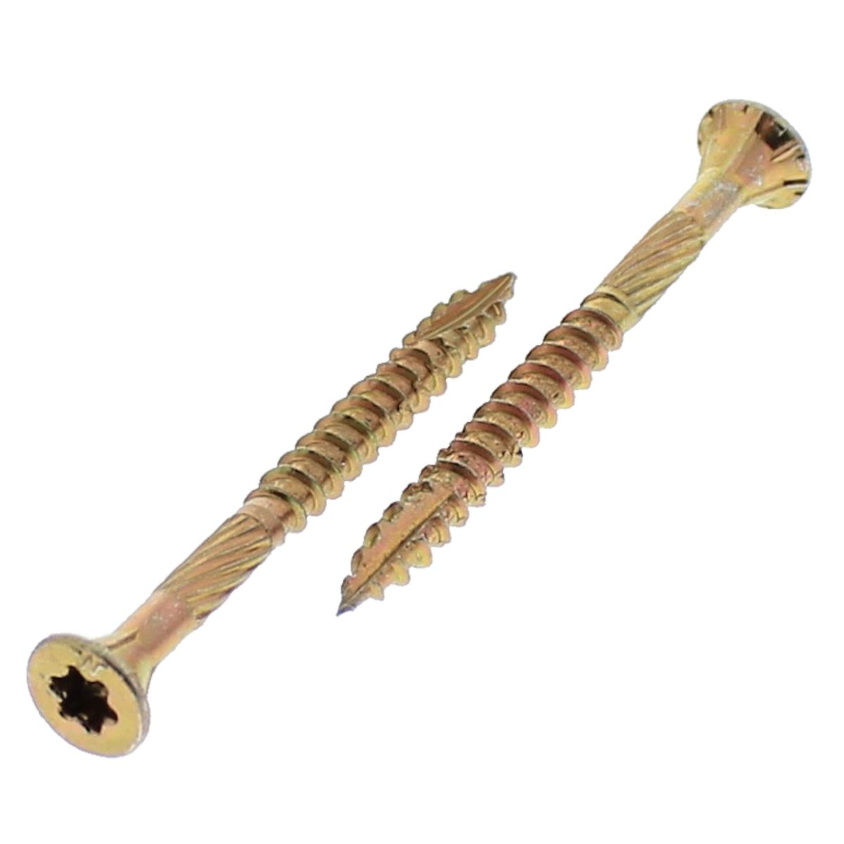 #10 x 3-1/8" Flat Head Star Drive Knurled Shank Wood Screws — Zinc Yellow, 5 lbs./PKG