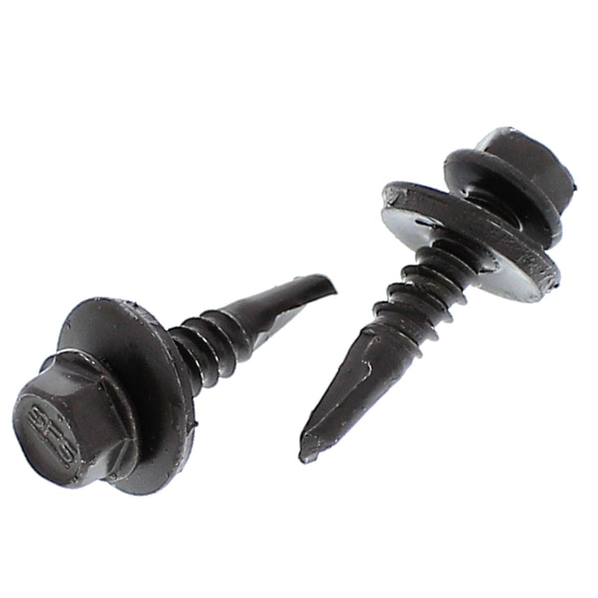 #12-14 x 1" Hex Sealing Self-Drilling Screws - Painted Head, Dark Bronze Type 3 Point 100/PKG