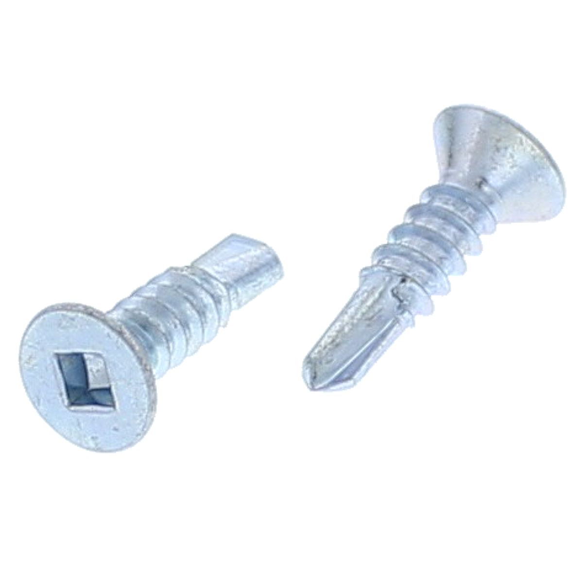 #10-16 x 3/4" Flat Head Square Drive Self-Drilling Screws Zinc Type 3 Point 100/PKG