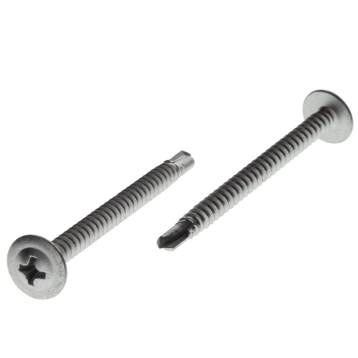 #8-18 x 2" Round Washer Head Phillips Self-Drilling Screws 410 Stainless Steel Type 2 Point 100/PKG