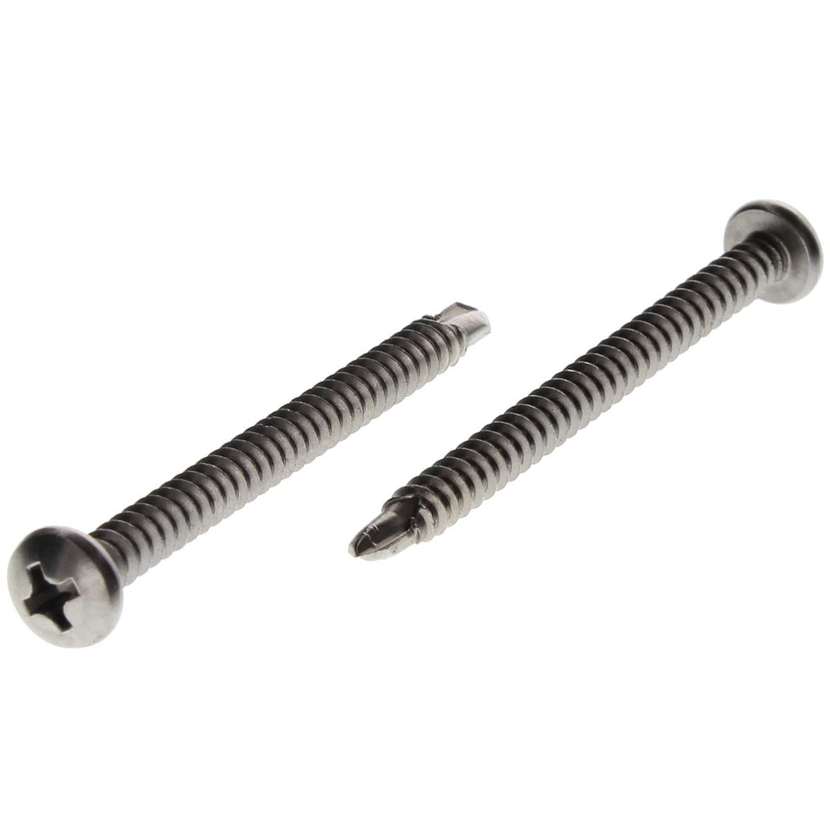 #8-18 x 1" Pan Head Phillips Self-Drilling Screws 410 Stainless Steel Type 2 Point 100/PKG