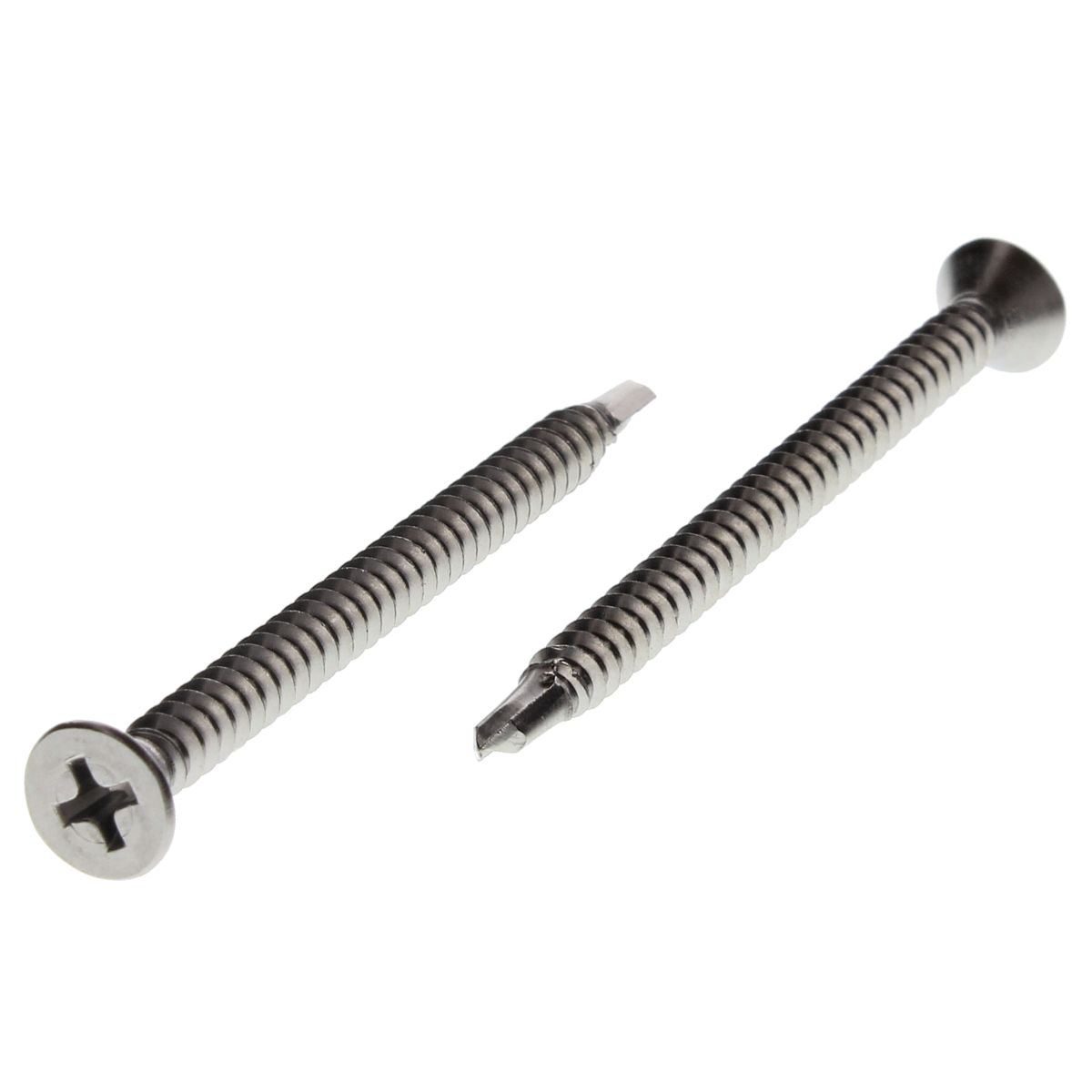 #10-16 x 1-3/4" Flat Head Phillips Self-Drilling Screws 410 Stainless Steel Type 3 Point 100/PKG