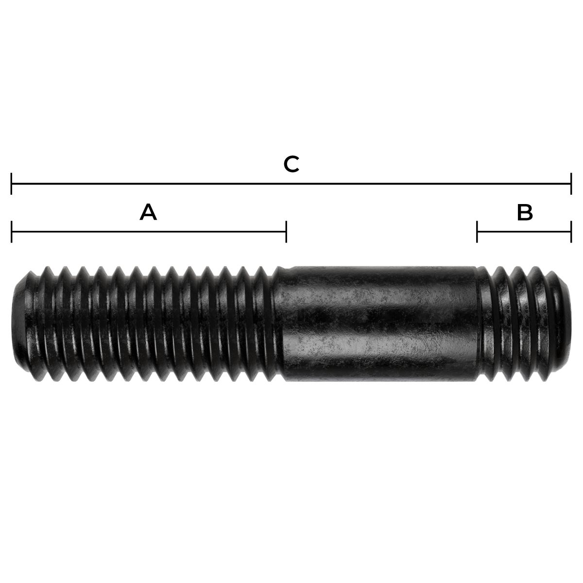 7/16" x 4-1/4" Automotive Studs, Fine & Coarse, 10/PKG