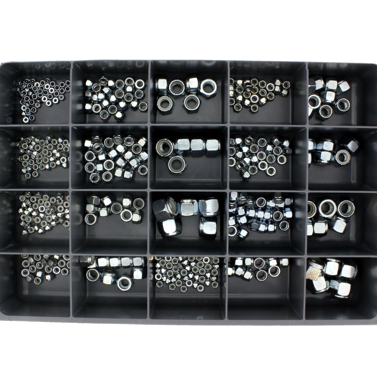 Nylon Insert Locking Nuts — Steel, Zinc Drawer Assortment