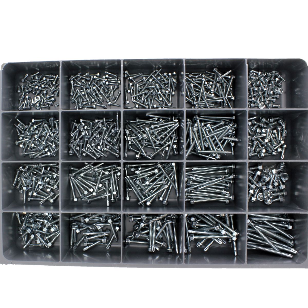 Hex Washer Head Self-Drilling Screws — Steel Drawer Assortment