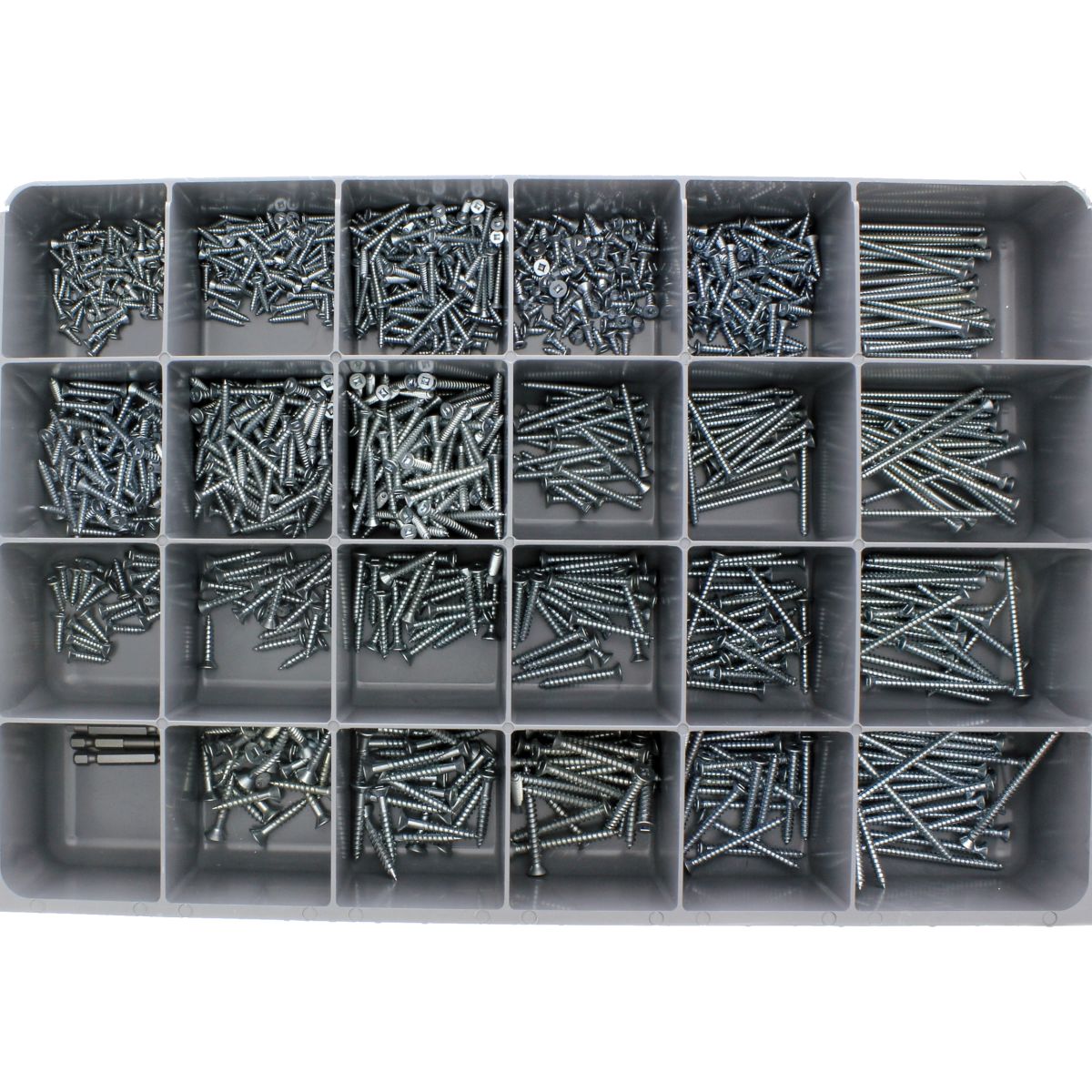 Flat Head Square Drive Tapping Screws — Steel Drawer Assortment