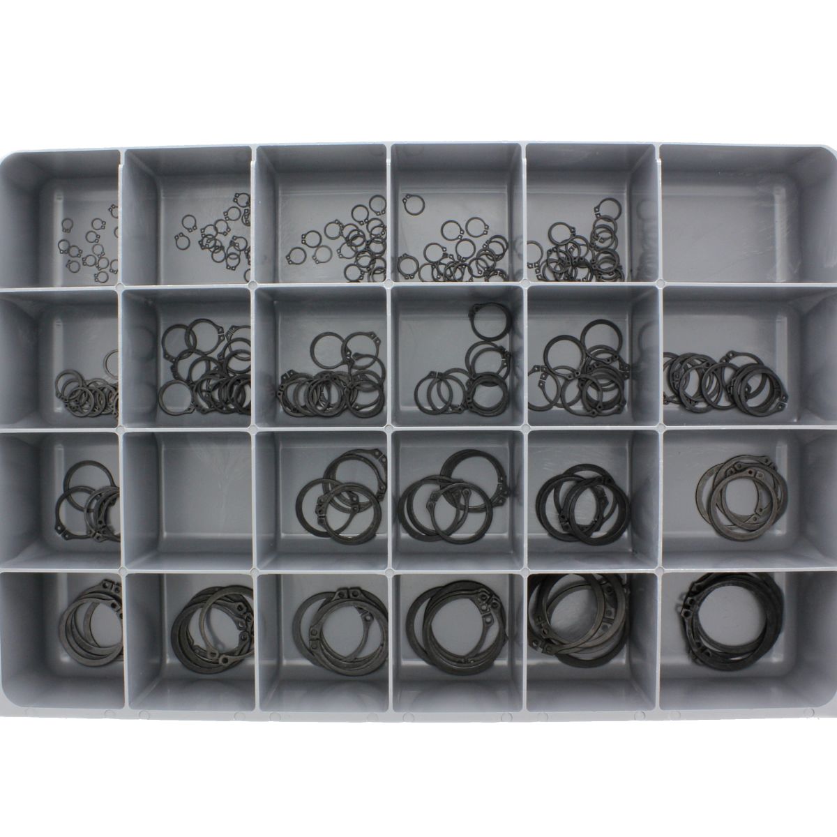 External Retaining Rings — Small Sizes, Steel Drawer Assortment