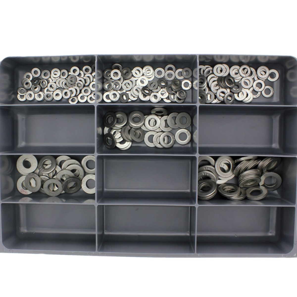 Thick Flat Washers — T316 Stainless Steel Drawer Assortment