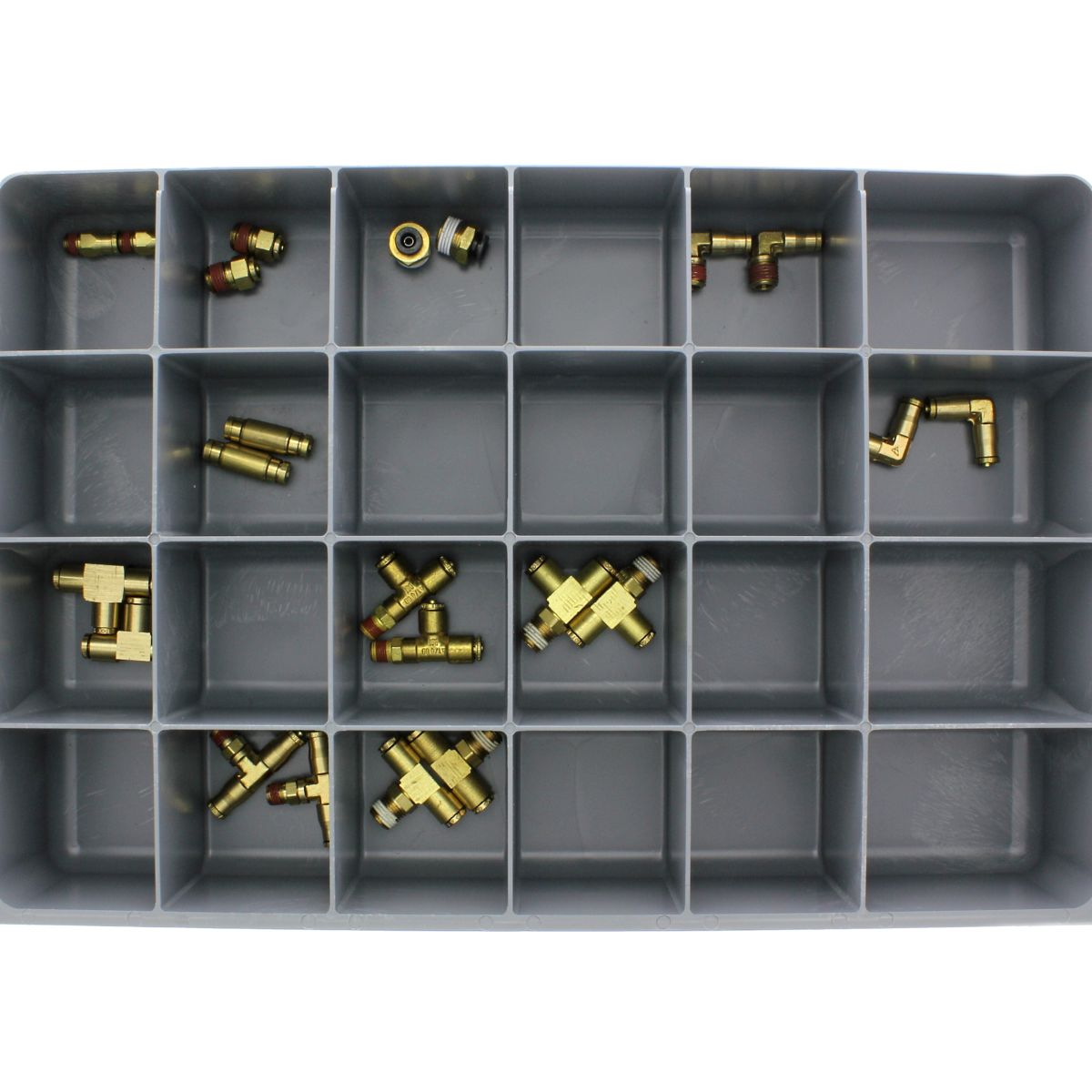 Brass D.O.T. Push-In Fittings — Small Sizes Drawer Assortment