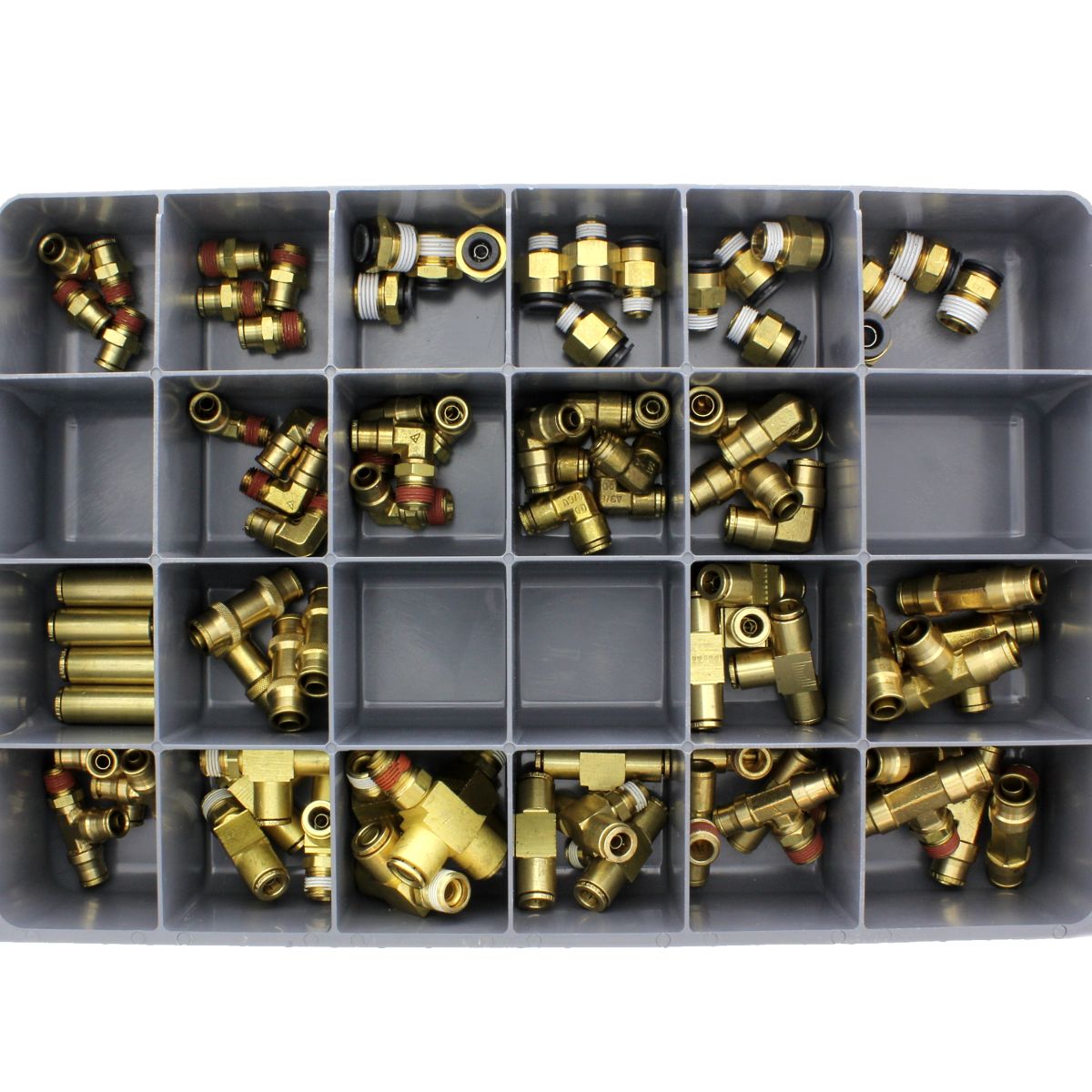 Brass D.O.T. Push-In Fittings — Large Sizes Drawer Assortment