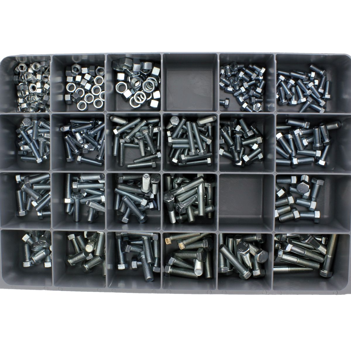 Metric JIS Hex Cap Screws — Class 8.8 — Steel, Zinc Drawer Assortment