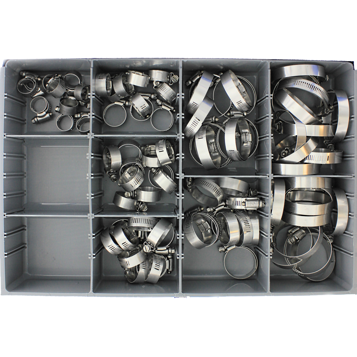 Lined Hose Clamps — Stainless Steel Drawer Assortment