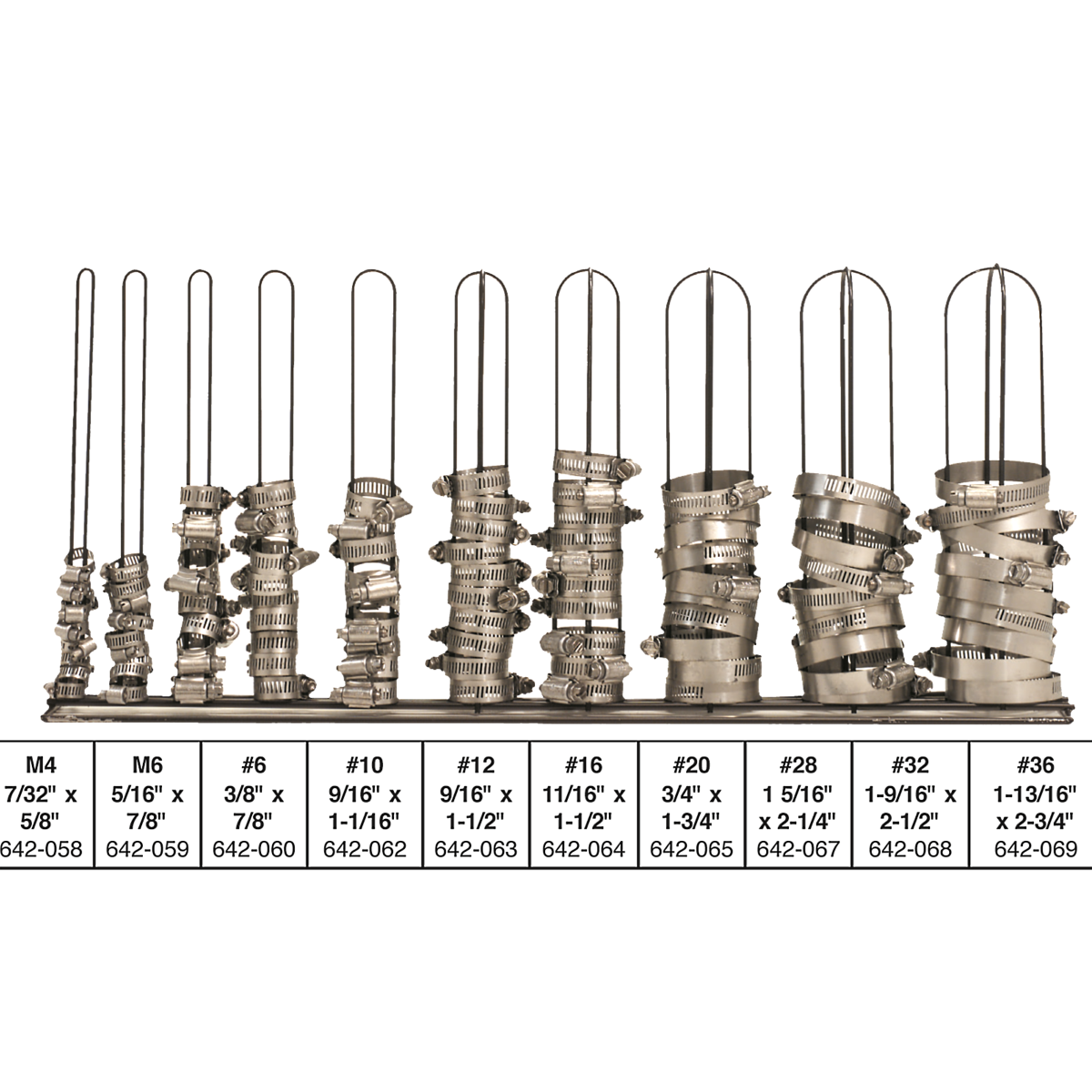 General Purpose Hose Clamp Assortment with Rack