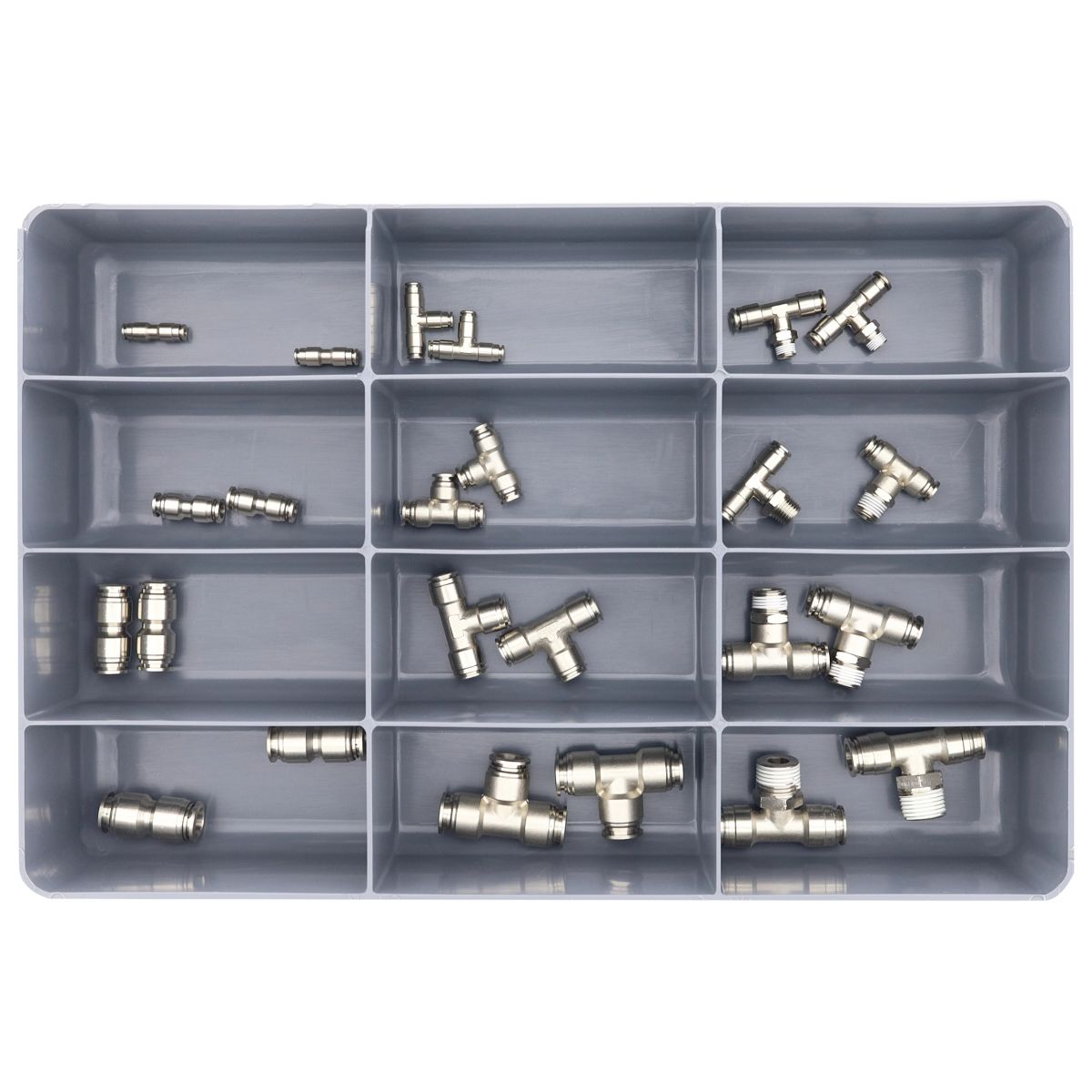 Nickel Brass Push-In Fittings Unions & Tees Drawer Assortment