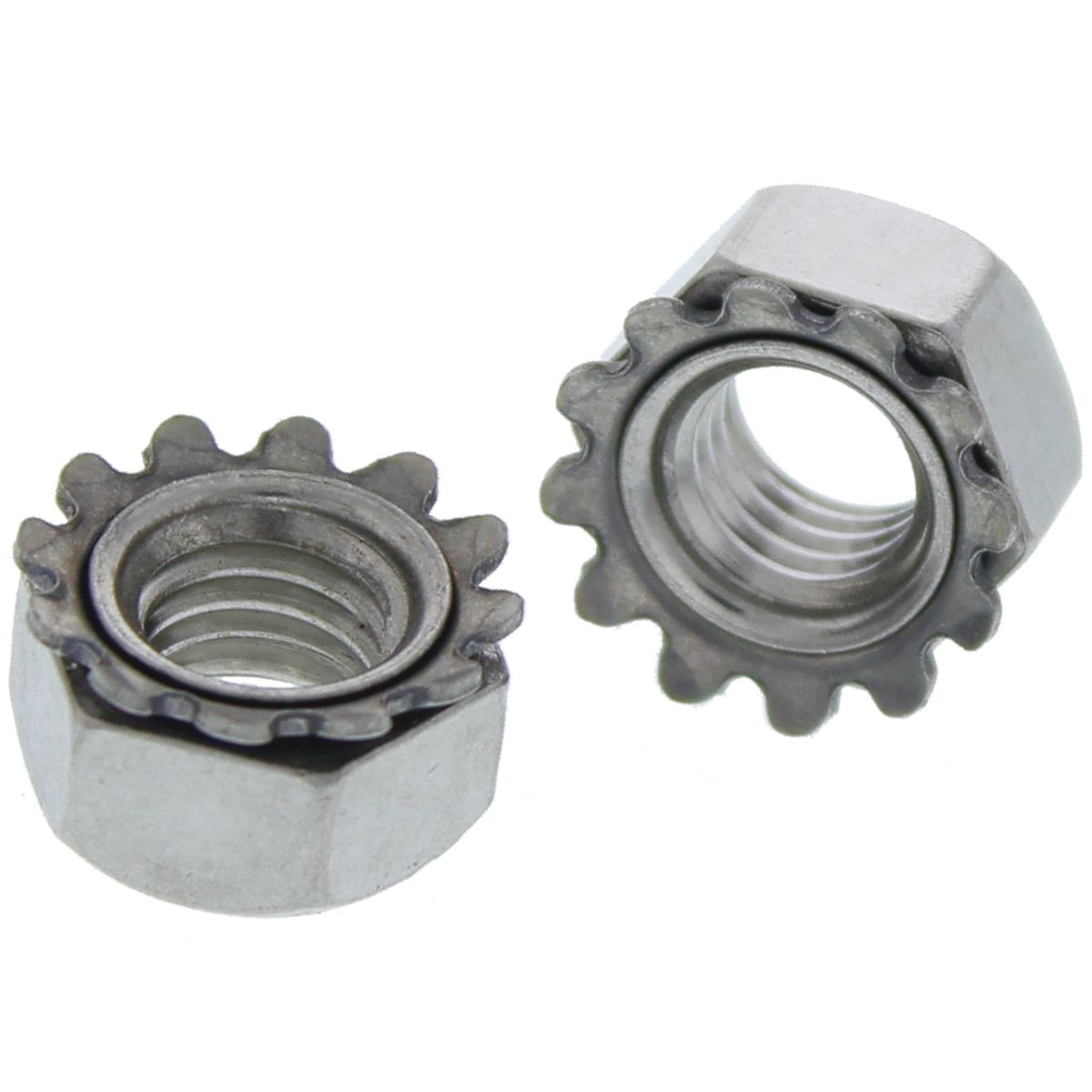 M8-1.25 Metric Hex Washered K Lock Nuts Type A2 Stainless Steel, CoarseDIN 934K 100/PKG