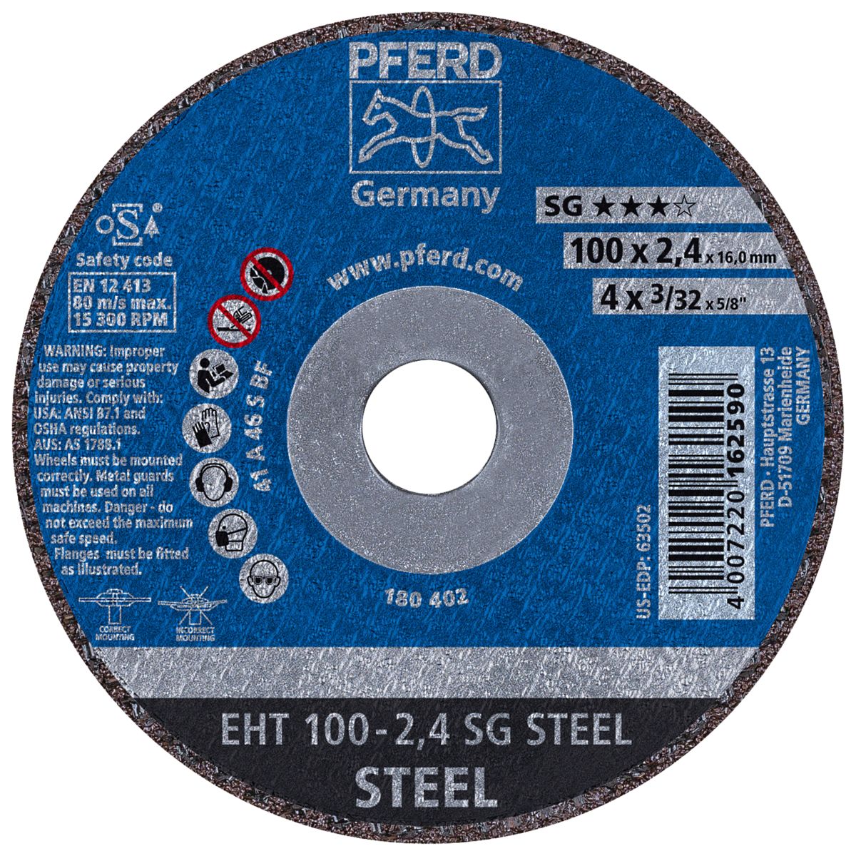 4" x 3/32" x 5/8" Type 1 Cut-Off Wheel for Ferrous Metals