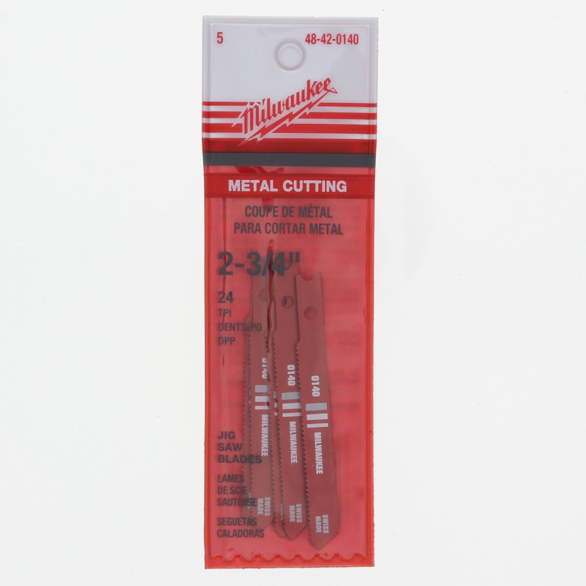 Milwaukee 48-42-0140  2-3/4" 24 TPI  Metal Cutting Jig Saw Blades, 5/PKG
